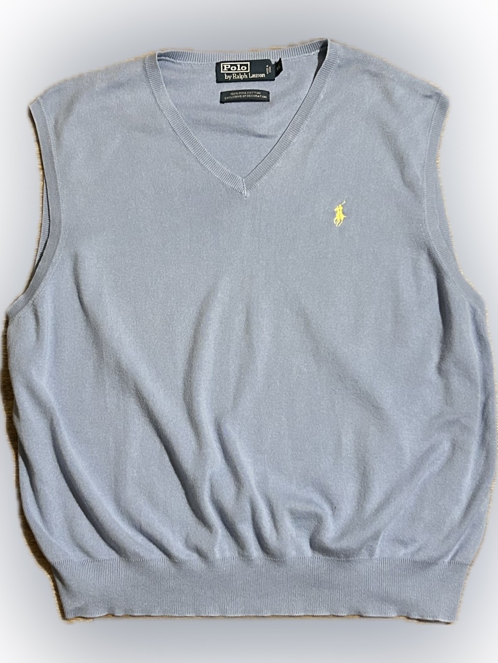 Men’s XL Polo Ralph Lauren Blue Sweater Vest Pima Cotton